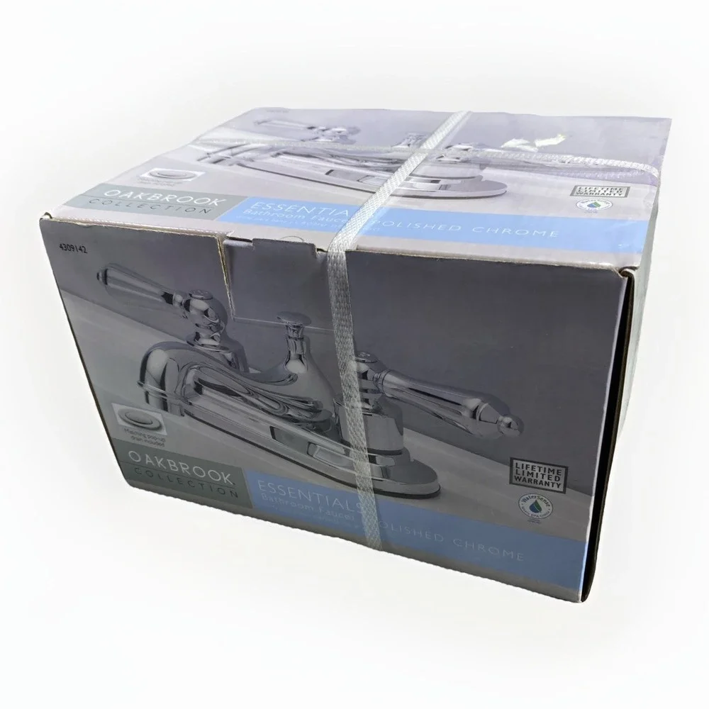 Oakbrook Bathroom Sink Faucet Two Handle Polished Chrome 4309-142 Drain‎ Pop NEW